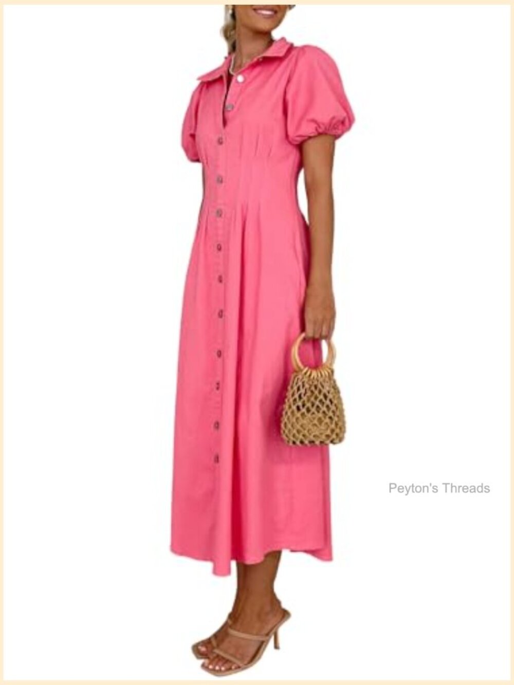 Womens Ditsy Floral Button Down Dress Midi - Picture 3 of 6